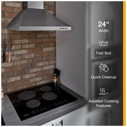 Whirlpool UCIG245KBL Induction Cooktop, 24 inch Exterior Width, 4 Burners, 3,000 Highest Burner Element (Watts), Black colour