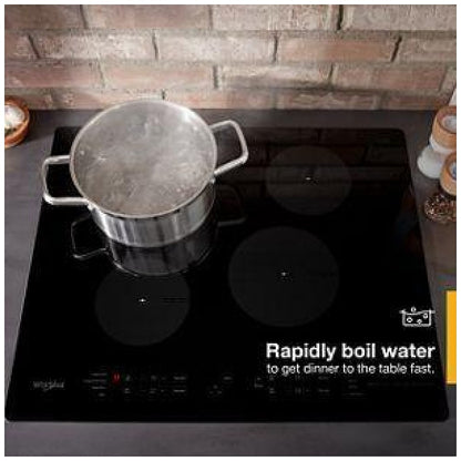 Whirlpool UCIG245KBL Induction Cooktop, 24 inch Exterior Width, 4 Burners, 3,000 Highest Burner Element (Watts), Black colour