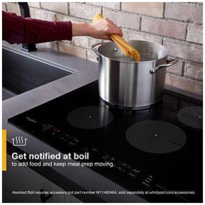 Whirlpool UCIG245KBL Induction Cooktop, 24 inch Exterior Width, 4 Burners, 3,000 Highest Burner Element (Watts), Black colour