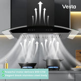 Amsterdam 800CFM 30'' Black Stainless Steel Wall Mount Range Hoods