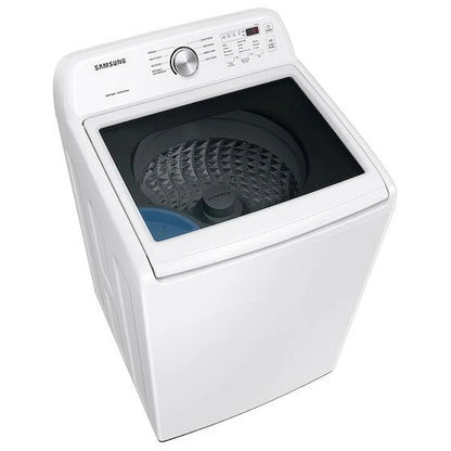 Samsung WA44A3205AW Top Load Washer, 27 inch Width, 5 cu. ft. Washer Capacity, 8 Wash Cycles, 5 Temperature Settings, 700 RPM Washer Spin Speed, Agitator, White colour (Contains Agitator), Soft Close Lid