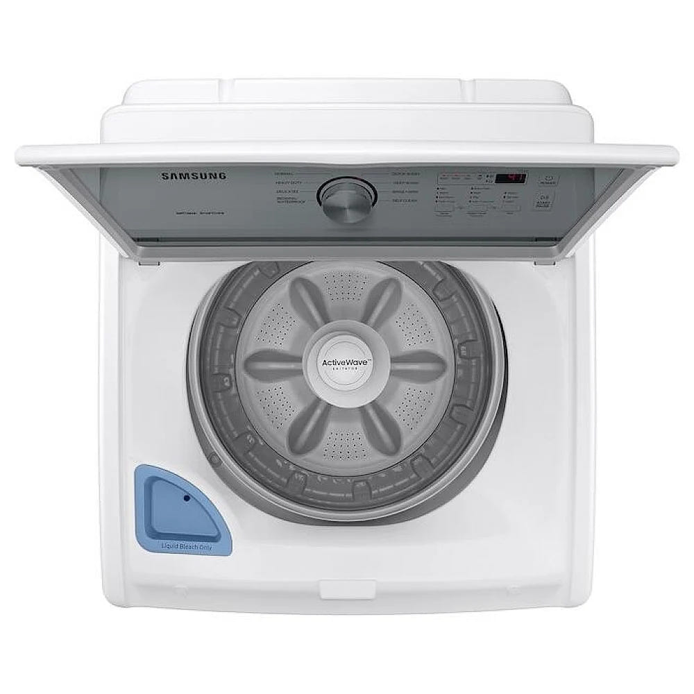 Samsung WA44A3205AW Top Load Washer, 27 inch Width, 5 cu. ft. Washer Capacity, 8 Wash Cycles, 5 Temperature Settings, 700 RPM Washer Spin Speed, Agitator, White colour (Contains Agitator), Soft Close Lid