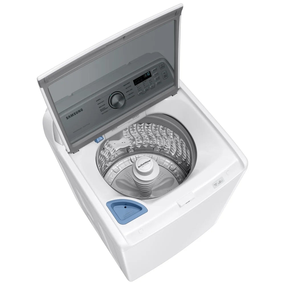 Samsung WA46CG3505AWA4 Top Load Washer, 27 inch Width, ENERGY STAR Certified, 5.4 cu. ft. Washer Capacity, 10 Wash Cycles, 5 Temperature Settings, 700 RPM Washer Spin Speed, Agitator, Wifi Enabled, White colour