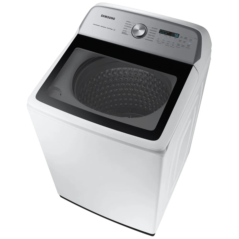 Samsung WA52DG5500AWUS Top Load Washer, ENERGY STAR Certified, 6 cu. ft. Washer Capacity, 12 Wash Cycles, 5 Temperature Settings, 750 RPM Washer Spin Speed, Impeller, Wifi Enabled, White colour