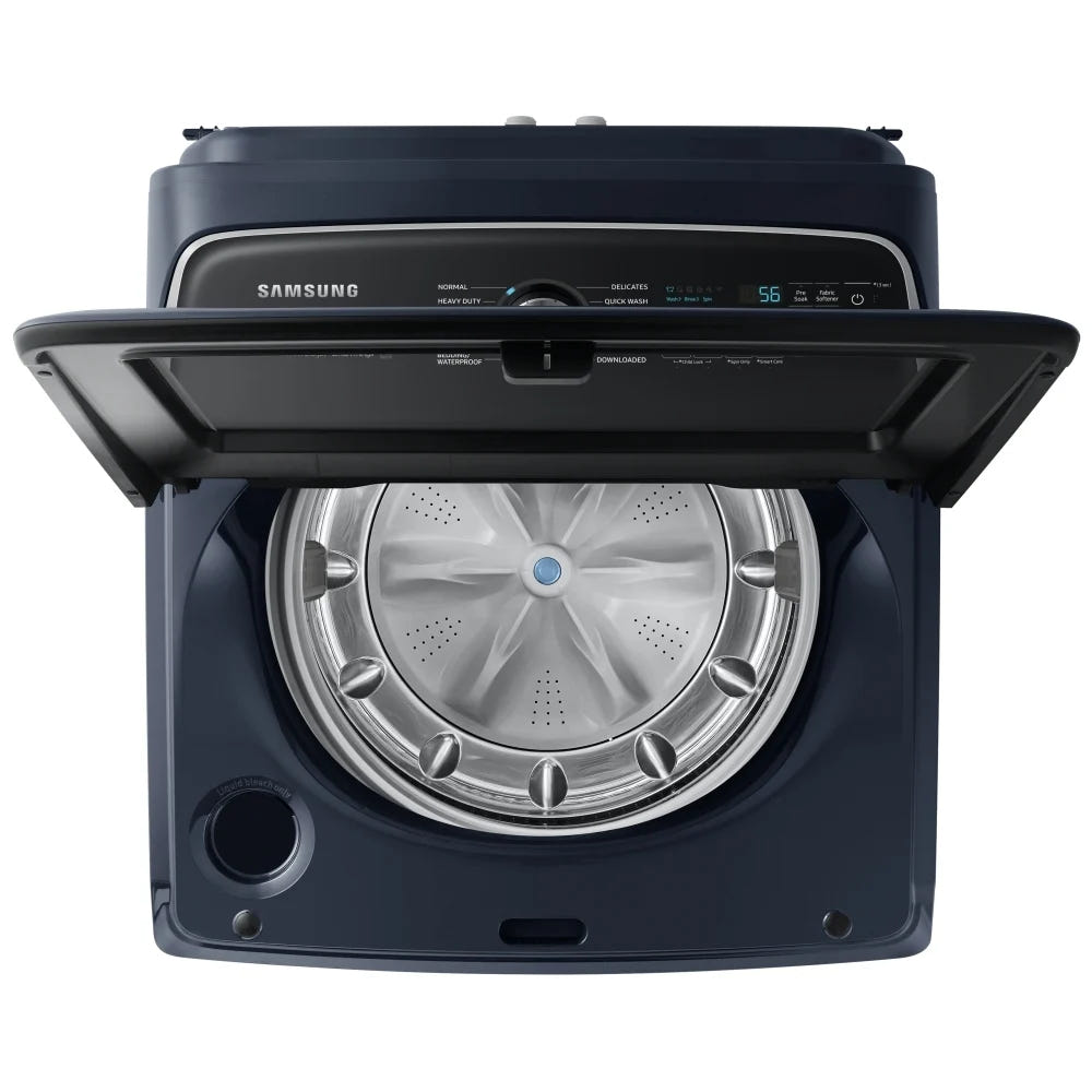 Samsung WA54CG7150ADA4 Top Load Washer, ENERGY STAR Certified, 6.1 cu. ft. Washer Capacity, 12 Wash Cycles, 5 Temperature Settings, 750 RPM Washer Spin Speed, Impeller, Wifi Enabled, Navy colour