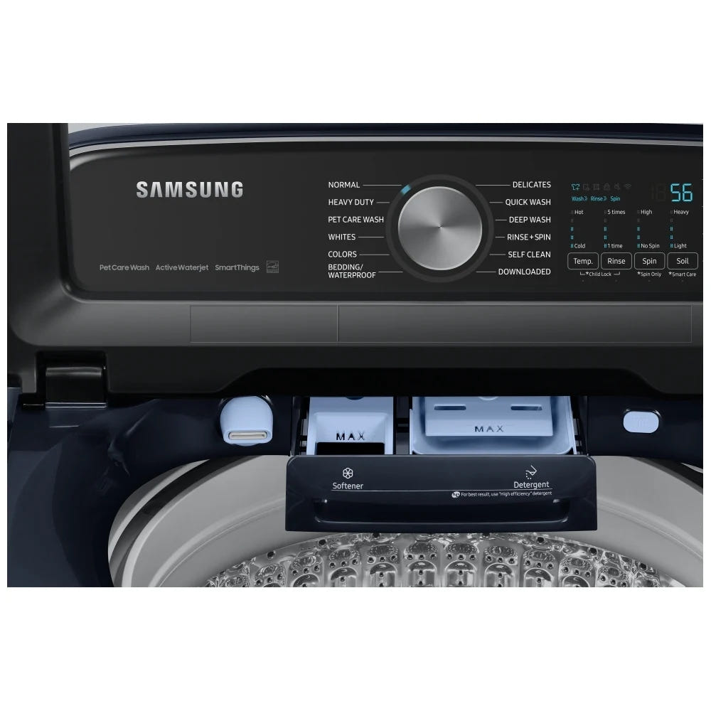 Samsung WA54CG7150ADA4 Top Load Washer, ENERGY STAR Certified, 6.1 cu. ft. Washer Capacity, 12 Wash Cycles, 5 Temperature Settings, 750 RPM Washer Spin Speed, Impeller, Wifi Enabled, Navy colour