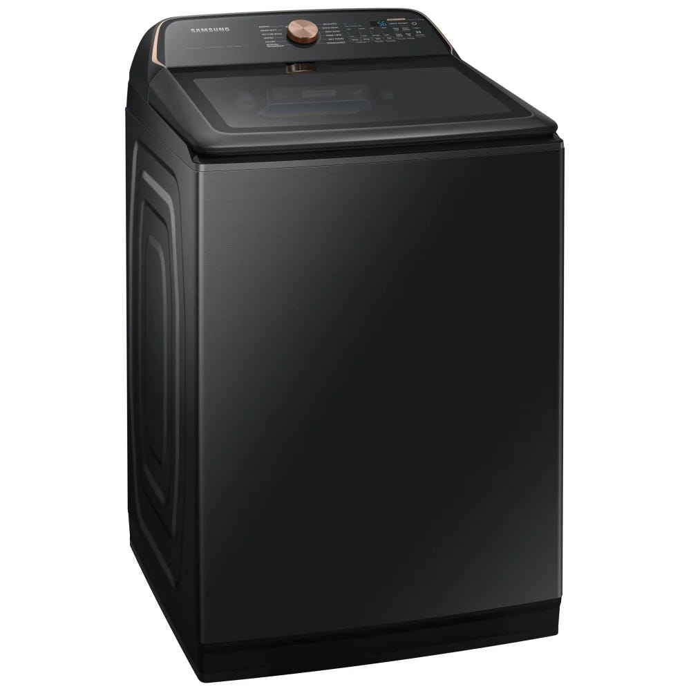 Samsung WA54CG7550AVA4 Top Load Washer, ENERGY STAR Certified, 6.2 cu. ft. Washer Capacity, 12 Wash Cycles, 5 Temperature Settings, 750 RPM Washer Spin Speed, Impeller, Wifi Enabled, Black Stainless Steel colour Water Faucet