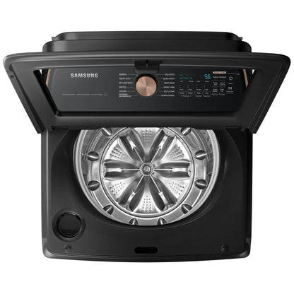 Samsung WA54CG7550AVA4 Top Load Washer, ENERGY STAR Certified, 6.2 cu. ft. Washer Capacity, 12 Wash Cycles, 5 Temperature Settings, 750 RPM Washer Spin Speed, Impeller, Wifi Enabled, Black Stainless Steel colour Water Faucet