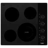 Whirlpool WCE55US4HB Electric Cooktop, 24 inch Exterior Width, 4 Burners, 2,500 W Highest Element, Black colour