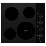 Whirlpool WCE55US4HB Electric Cooktop, 24 inch Exterior Width, 4 Burners, 2,500 W Highest Element, Black colour