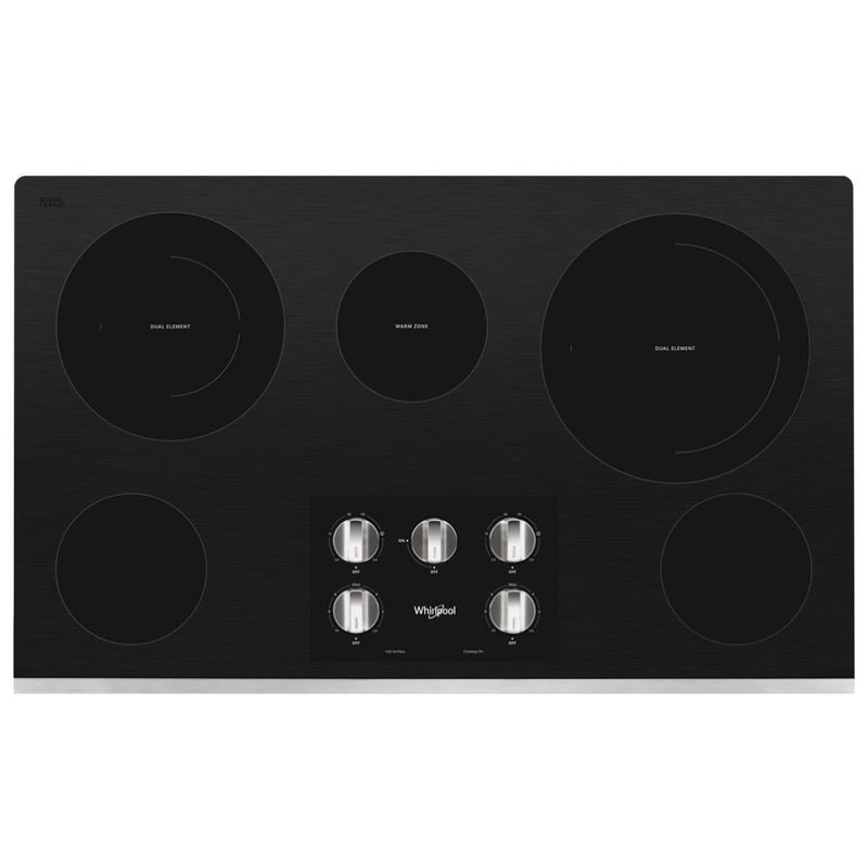 Whirlpool WCE77US6HS Electric Cooktop, 36 inch Exterior Width, 5 Burners, 3,000 W Highest Element, Stainless Steel colour