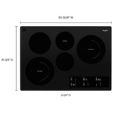 Whirlpool WCE97US0KB Electric Cooktop, 30 inch Exterior Width, 5 Burners, 3,000 W Highest Element, Black colour