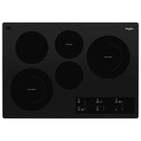 Whirlpool WCE97US0KB Electric Cooktop, 30 inch Exterior Width, 5 Burners, 3,000 W Highest Element, Black colour