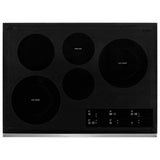 Whirlpool WCE97US0KS Electric Cooktop, 30 inch Exterior Width, 5 Burners, 3,000 W Highest Element, Black / Stainless Steel colour