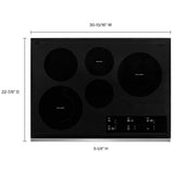 Whirlpool WCE97US0KS Electric Cooktop, 30 inch Exterior Width, 5 Burners, 3,000 W Highest Element, Black / Stainless Steel colour
