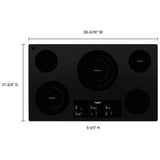 Whirlpool WCE97US6KB Electric Cooktop, 36 inch Exterior Width, 5 Burners, 3,000 W Highest Element, Black colour