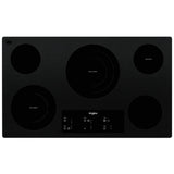 Whirlpool WCE97US6KB Electric Cooktop, 36 inch Exterior Width, 5 Burners, 3,000 W Highest Element, Black colour