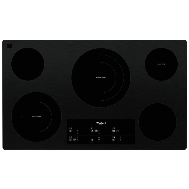 Whirlpool WCE97US6KB Electric Cooktop, 36 inch Exterior Width, 5 Burners, 3,000 W Highest Element, Black colour
