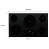 Whirlpool WCE97US6KB Electric Cooktop, 36 inch Exterior Width, 5 Burners, 3,000 W Highest Element, Black colour