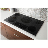 Whirlpool WCE97US6KS Electric Cooktop, 36 inch Exterior Width, 5 Burners, 3,000 W Highest Element, Black / Stainless Steel colour