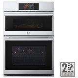 LG Studio WCES6428F Microwave Wall Oven Combo, 30 inch Exterior Width, True Convection, Self Clean, 6.4 cu. ft. Capacity, Temperature Probe, Air Fry, Stainless Steel colour