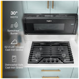Whirlpool WCGK5030PB Gas Cooktop, 30 inch Exterior Width, 4 Burners, 18,000 BTU Highest Burner, Black colour