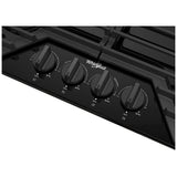 Whirlpool WCGK5030PB Gas Cooktop, 30 inch Exterior Width, 4 Burners, 18,000 BTU Highest Burner, Black colour