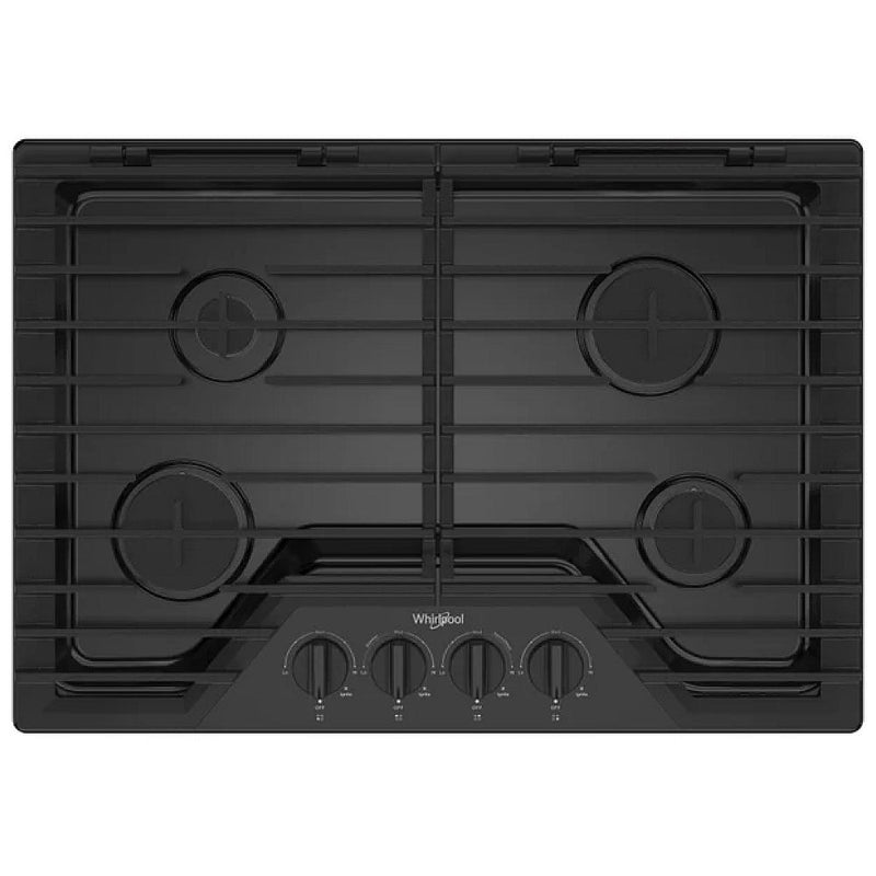 Whirlpool WCGK5030PB Gas Cooktop, 30 inch Exterior Width, 4 Burners, 18,000 BTU Highest Burner, Black colour