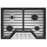 Whirlpool WCGK5030PS Gas Cooktop, 30 inch Exterior Width, 4 Burners, 18,000 BTU Highest Burner, Stainless Steel colour