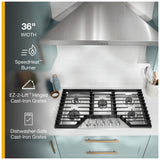 Whirlpool WCGK5036PB Gas Cooktop, 36 inch Exterior Width, 5 Burners, 18,000 BTU Highest Burner, Black colour
