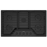 Whirlpool WCGK5036PB Gas Cooktop, 36 inch Exterior Width, 5 Burners, 18,000 BTU Highest Burner, Black colour