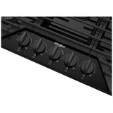 Whirlpool WCGK5036PB Gas Cooktop, 36 inch Exterior Width, 5 Burners, 18,000 BTU Highest Burner, Black colour