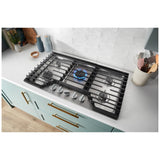 Whirlpool WCGK5036PB Gas Cooktop, 36 inch Exterior Width, 5 Burners, 18,000 BTU Highest Burner, Black colour
