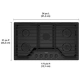 Whirlpool WCGK5036PB Gas Cooktop, 36 inch Exterior Width, 5 Burners, 18,000 BTU Highest Burner, Black colour