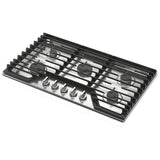 Whirlpool WCGK5036PS Gas Cooktop, 36 inch Exterior Width, 5 Burners, 18,000 BTU Highest Burner, Stainless Steel colour