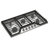 Whirlpool WCGK5036PS Gas Cooktop, 36 inch Exterior Width, 5 Burners, 18,000 BTU Highest Burner, Stainless Steel colour