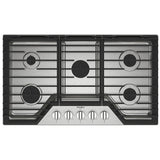 Whirlpool WCGK5036PS Gas Cooktop, 36 inch Exterior Width, 5 Burners, 18,000 BTU Highest Burner, Stainless Steel colour