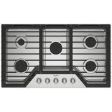 Whirlpool WCGK7036PS Gas Cooktop, 36 inch Exterior Width, 5 Burners, 18,000 BTU Highest Burner, Stainless Steel colour