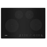 Whirlpool WCI55US0JB Induction Cooktop, 30 inch Exterior Width, 4 Burners, 3,000 W Highest Element, Black colour