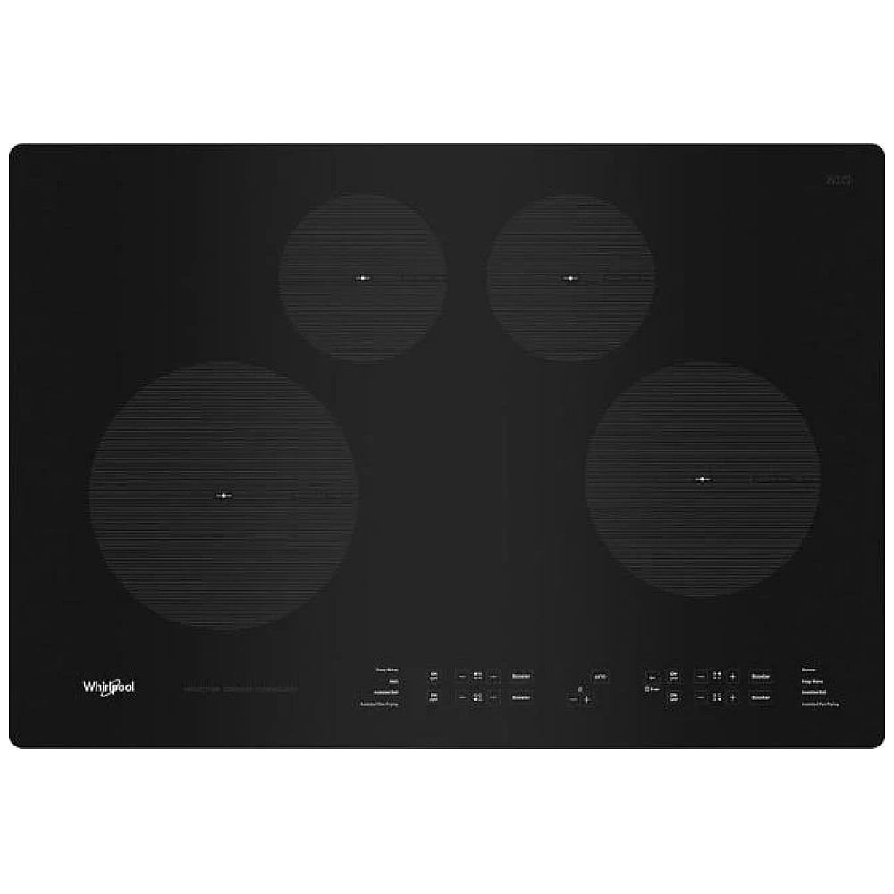 Whirlpool WCI55US0JB Induction Cooktop, 30 inch Exterior Width, 4 Burners, 3,000 W Highest Element, Black colour