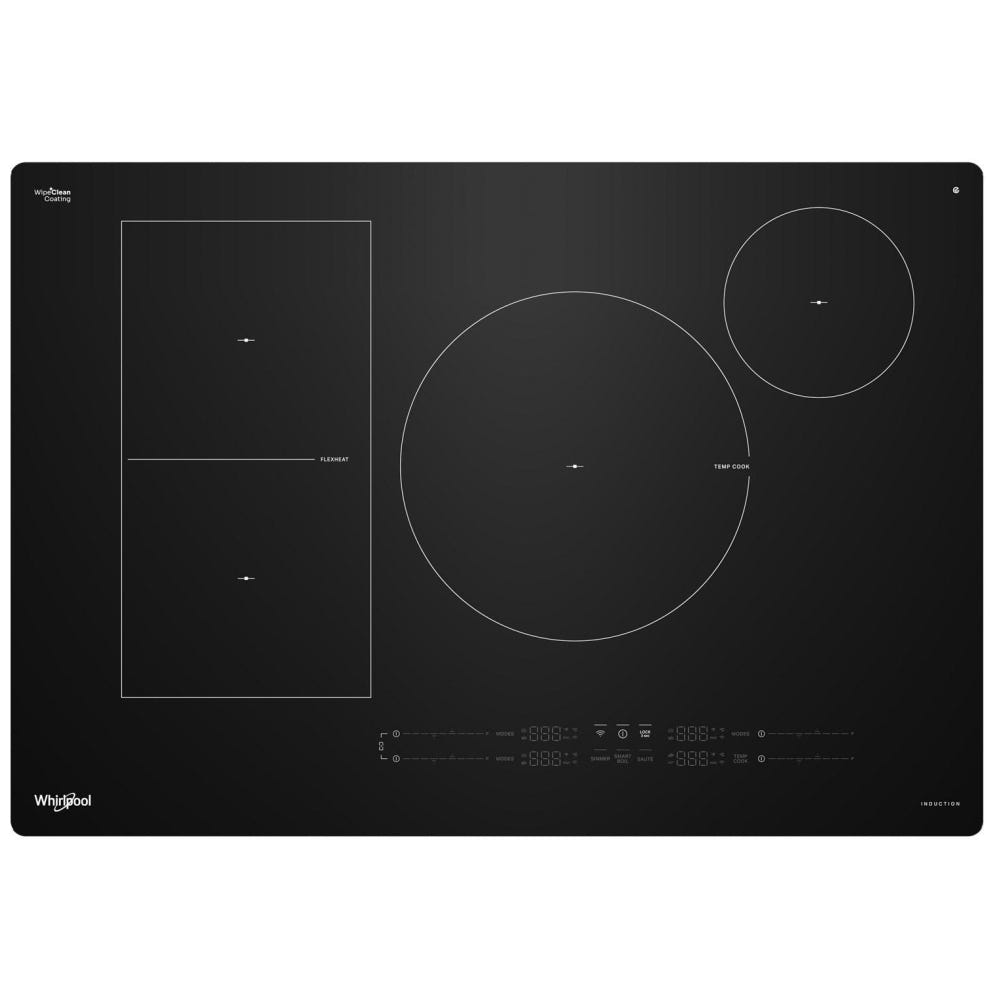 Whirlpool WCIT7530SB 电磁炉，30 英寸外部宽度，4 个燃烧器，黑色