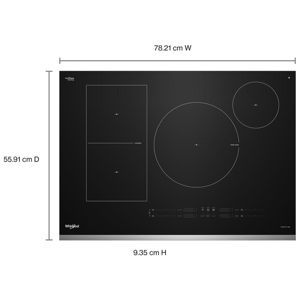Whirlpool WCIT7530SS Induction Cooktop, 30 inch Exterior Width, 4 Burners, Stainless Steel colour