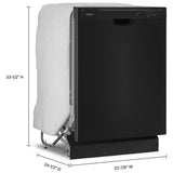Whirlpool WDF341PAPB Dishwasher, 24 inch Exterior Width, 57 dB Decibel Level, Full Console, Plastic Interior, 4 Wash Cycles, 12 Capacity (Place Settings), 2 Loading Racks, Black colour