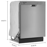 Whirlpool WDF341PAPM Dishwasher, 24 inch Exterior Width, 57 dB Decibel Level, Full Console, Plastic Interior, 4 Wash Cycles, 12 Capacity (Place Settings), 2 Loading Racks, Stainless Steel colour