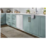 Whirlpool WDF341PAPW Dishwasher, 24 inch Exterior Width, 57 dB Decibel Level, Full Console, Plastic Interior, 4 Wash Cycles, 12 Capacity (Place Settings), 2 Loading Racks, White colour