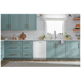 Whirlpool WDF341PAPW Dishwasher, 24 inch Exterior Width, 57 dB Decibel Level, Full Console, Plastic Interior, 4 Wash Cycles, 12 Capacity (Place Settings), 2 Loading Racks, White colour