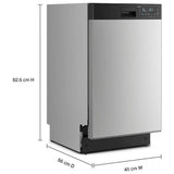 Whirlpool WDFS5118SS Dishwasher, 18 inch Exterior Width, 48 dB Decibel Level, Full Console, Stainless Interior, 6 Wash Cycles, 8 Capacity (Place Settings), 2 Loading Racks, Stainless Steel colour