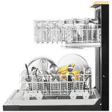 Whirlpool WDP370PAHB Dishwasher, 24 inch Exterior Width, 64 dB Decibel Level, Full Console, Plastic Interior, 3 Wash Cycles, 12 Capacity (Place Settings), 2 Loading Racks, Black colour