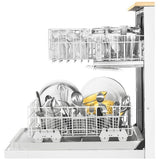 Whirlpool WDP370PAHW Dishwasher, 24 inch Exterior Width, 64 dB Decibel Level, Full Console, Plastic Interior, 3 Wash Cycles, 12 Capacity (Place Settings), 2 Loading Racks, White colour