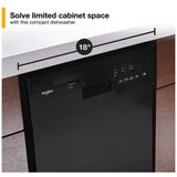 Whirlpool WDPS5118PB Dishwasher, 18 inch Exterior Width, 50 dB Decibel Level, Full Console, Stainless Interior, 5 Wash Cycles, 8 Capacity (Place Settings), 2 Loading Racks, Black colour